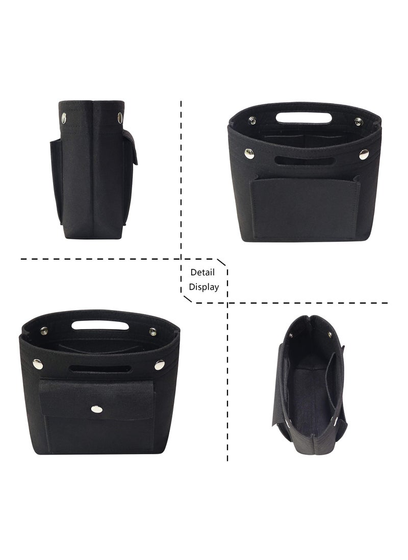 Purse Organizer Insert Tote Bag Ladies Handbag Liner Pocket Mini for Speedy Neverfull 19X18X9cm Black