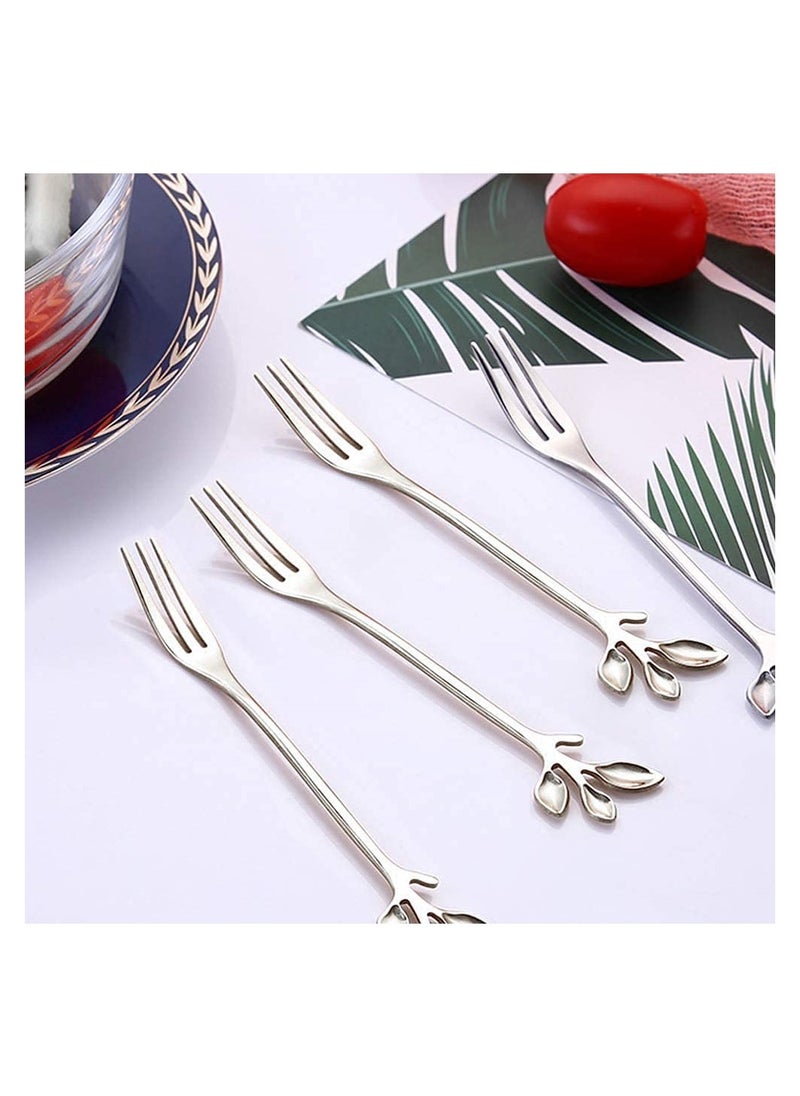 12-Piece Elegant Stainless Steel Coffee u0026 Tea Spoon Set - 6 Dessert Spoons u0026 6 Forks for Home, Tea Parties u0026 Cafés - Durable u0026 Stylish Design for Every Occasion