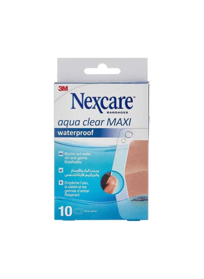 Aqua Clear Maxi Waterproof Bandages – One Size – 10 Bandages (2 packs)