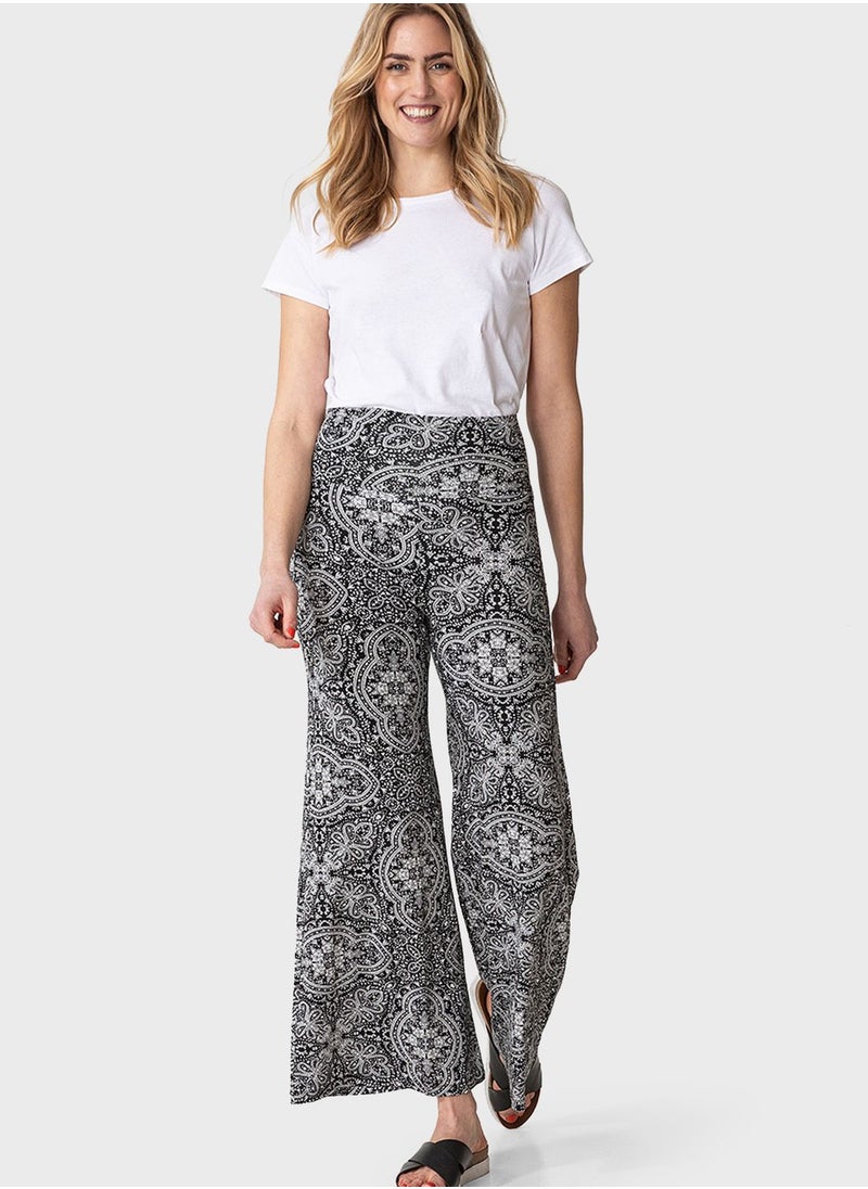 Printed Wide Leg Pants