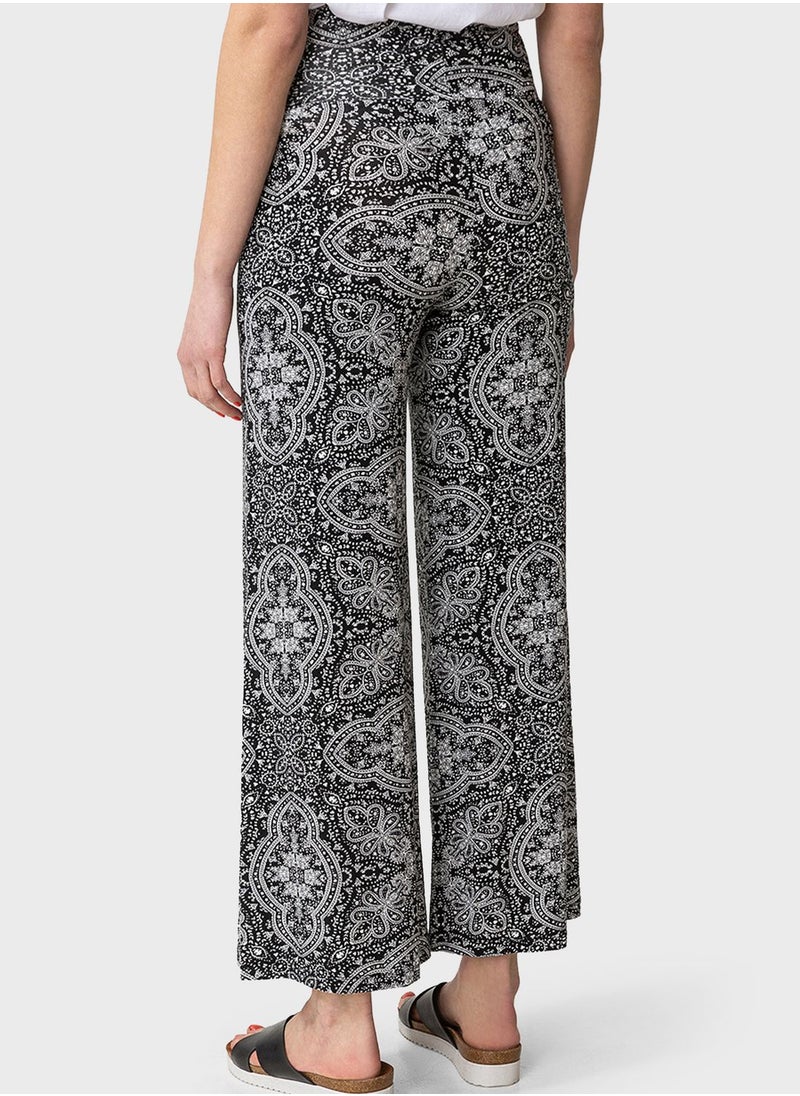 Printed Wide Leg Pants