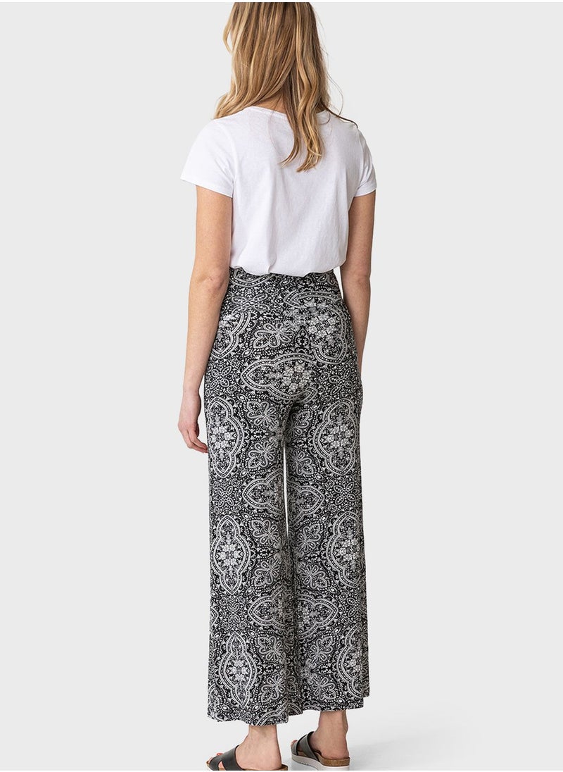 Printed Wide Leg Pants