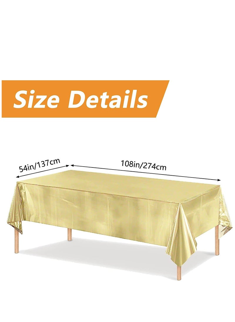 3 Pack Gold Sequin Plastic Tablecloths Shiny Disposable Rectangle Table Covers Table Cloth for Wedding Party Birthday Baby Shower Decoration