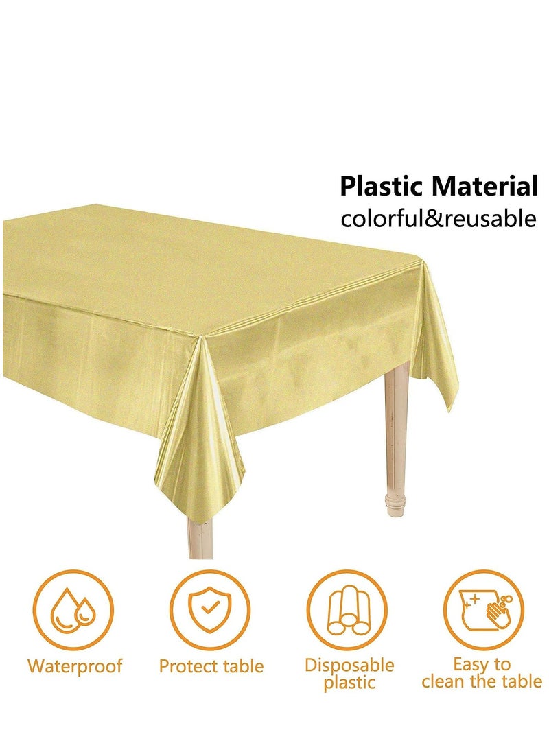 3 Pack Gold Sequin Plastic Tablecloths Shiny Disposable Rectangle Table Covers Table Cloth for Wedding Party Birthday Baby Shower Decoration