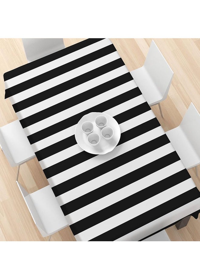 2 Pieces Black and White Striped Tablecloth Plastic Stripe Table Cover Waterproof Rectangle Tablecloth for Holiday Party Picnic Decoration