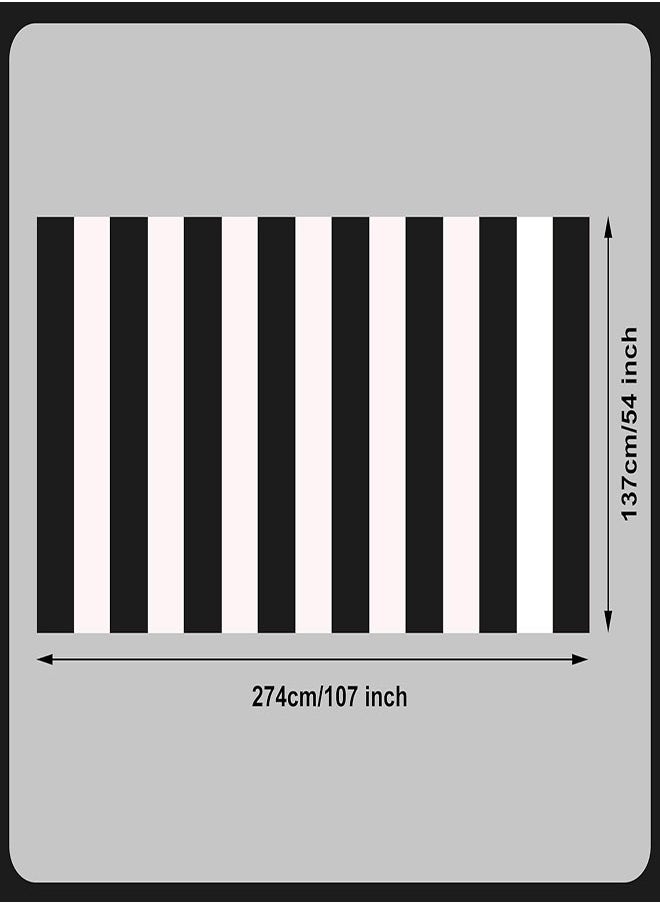 2 Pieces Black and White Striped Tablecloth Plastic Stripe Table Cover Waterproof Rectangle Tablecloth for Holiday Party Picnic Decoration