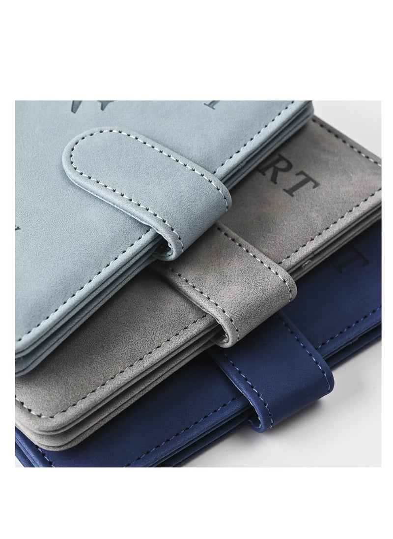 3 different color passport holder protective covers, PU leather magnetic buckle passport bag PFID anti-magnetic multi-card passport book multi-function passport bag, suitable for men and women travel accessories (green, blue, gray,)