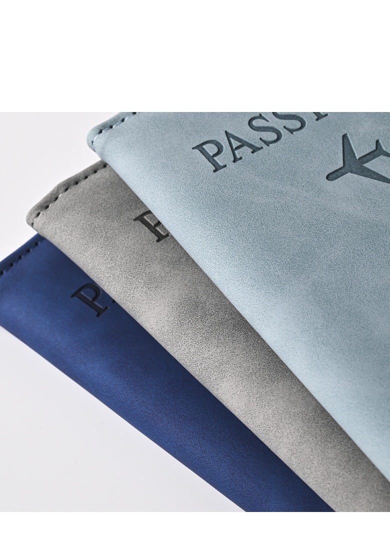 3 different color passport holder protective covers, PU leather magnetic buckle passport bag PFID anti-magnetic multi-card passport book multi-function passport bag, suitable for men and women travel accessories (green, blue, gray,)