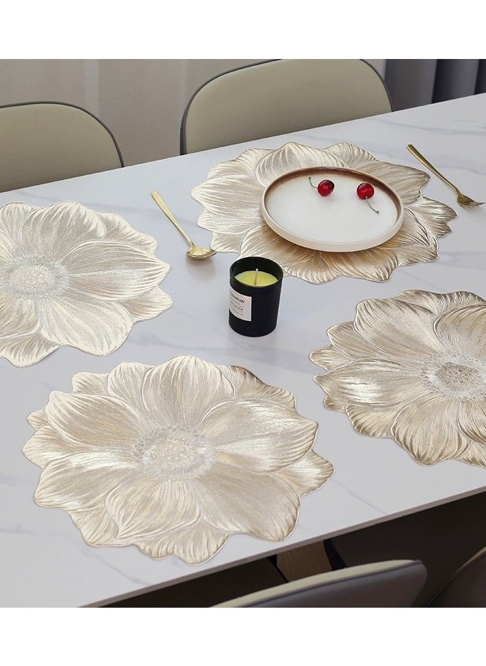 Placemats Round Hollow Flower Table Mats Pressed Vinyl Flower Leaf Table Mats for Holiday Party Wedding Decoration Centerpiece Table Decor Set of 6