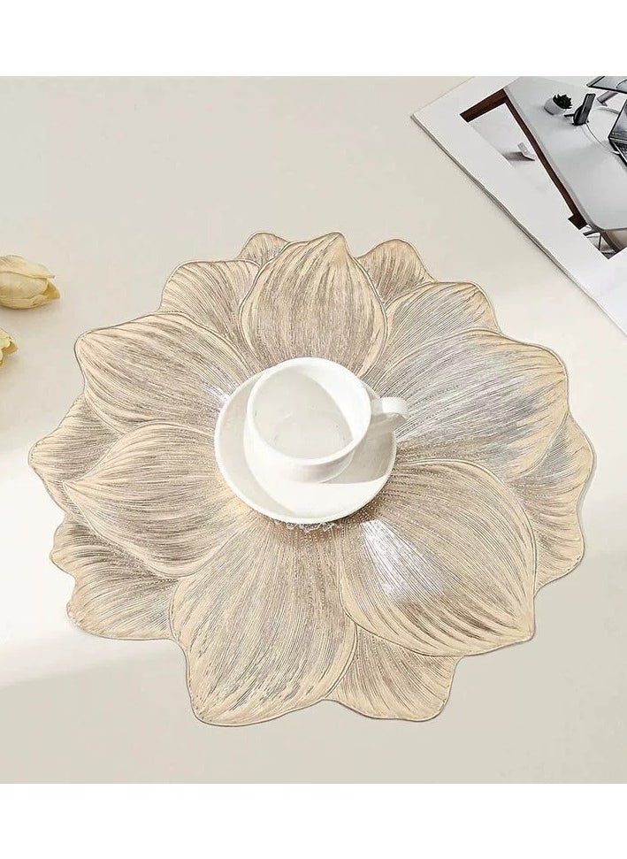 Placemats Round Hollow Flower Table Mats Pressed Vinyl Flower Leaf Table Mats for Holiday Party Wedding Decoration Centerpiece Table Decor Set of 6