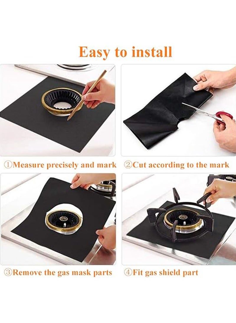 5 Pcs Reusable Non-Stick Black Stovetop Protectors,Stove Burner Covers Double Thickness for Kitchen and Easy to Clean（Black）