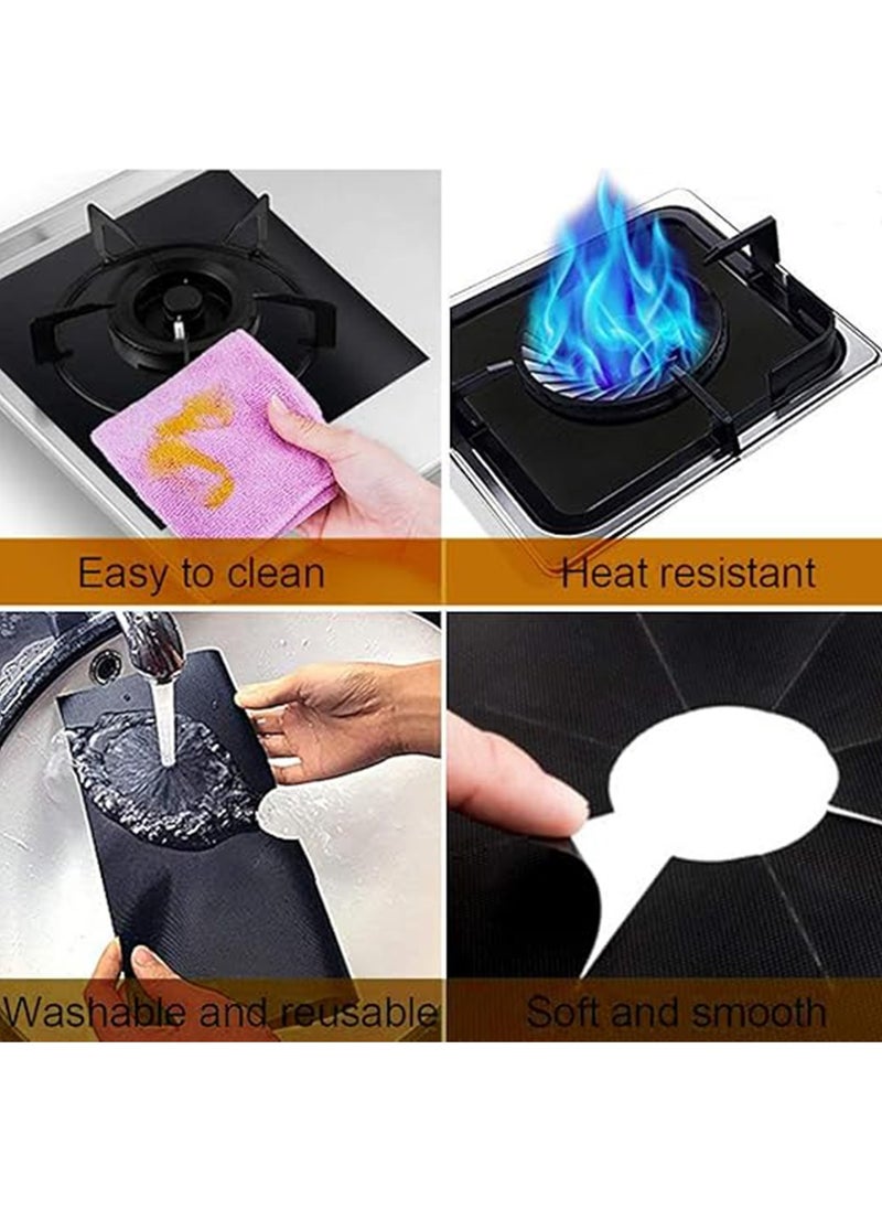 5 Pcs Reusable Non-Stick Black Stovetop Protectors,Stove Burner Covers Double Thickness for Kitchen and Easy to Clean（Black）