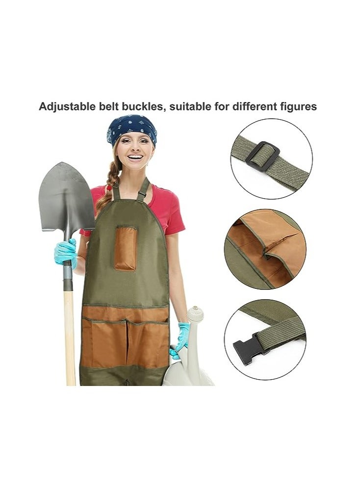 Gardening Apron, Waterproof Oxford Cloth Split Leg Design with Multiple Pockets, Adjustable Wear-Resistant Kitchen and BBQ Apron for Men and Women, Ideal for Gardening, Crafting, and Garage Use.