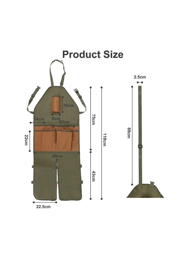 Gardening Apron, Waterproof Oxford Cloth Split Leg Design with Multiple Pockets, Adjustable Wear-Resistant Kitchen and BBQ Apron for Men and Women, Ideal for Gardening, Crafting, and Garage Use.