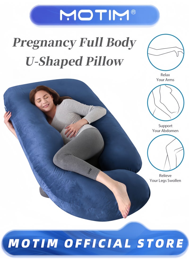 Pregnancy Pillow Full Body U-Shaped Pillow Maternity Support for Pregnant Women Nursing Side Sleeping with Washable Velvet Cover (80x120x180cm)