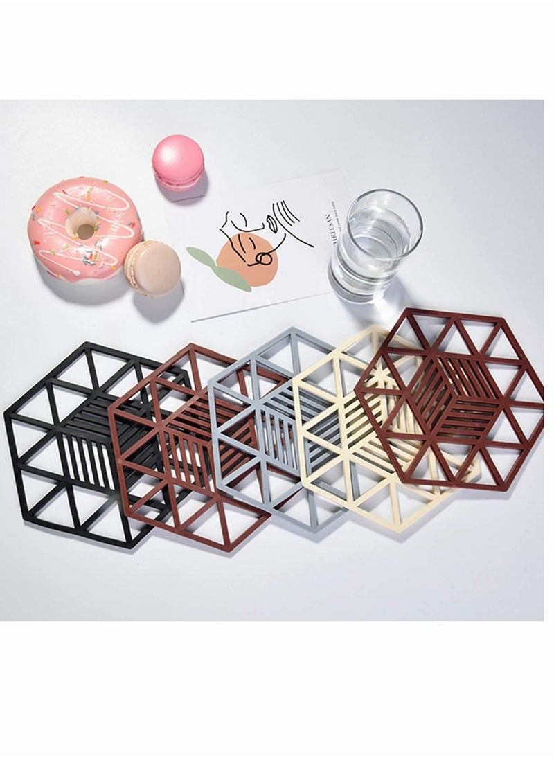 Silicone Pot Holders Pads, Silicone Table Mats, Non-Slip Pot Holder Coasters Cup Mat, for Kitchen Cooking and Dining Table, Pad Hot Pads, Spoon Rest 6PCS (Gray)