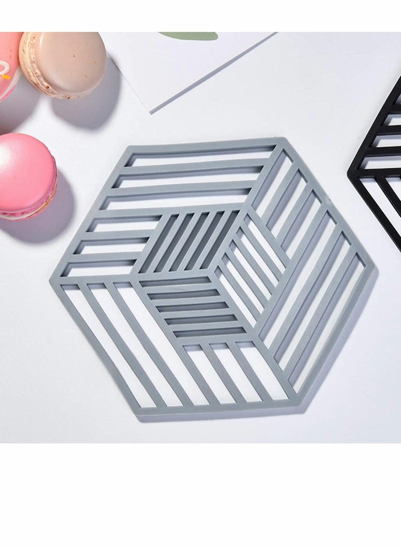 Silicone Pot Holders Pads, Silicone Table Mats, Non-Slip Pot Holder Coasters Cup Mat, for Kitchen Cooking and Dining Table, Pad Hot Pads, Spoon Rest 6PCS (Gray)