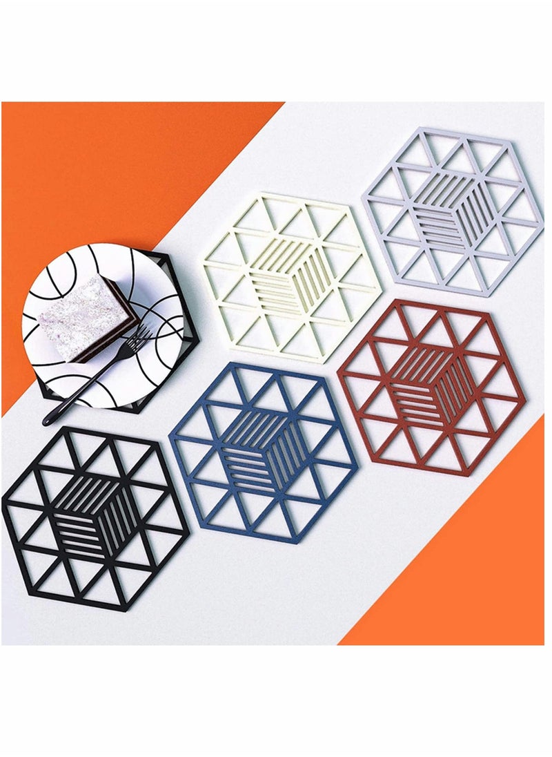 Silicone Pot Holders Pads, Silicone Table Mats, Non-Slip Pot Holder Coasters Cup Mat, for Kitchen Cooking and Dining Table, Pad Hot Pads, Spoon Rest 6PCS (Gray)