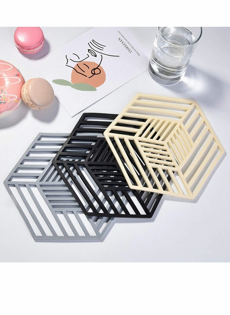 Silicone Pot Holders Pads, Silicone Table Mats, Non-Slip Pot Holder Coasters Cup Mat, for Kitchen Cooking and Dining Table, Pad Hot Pads, Spoon Rest 6PCS (Gray)