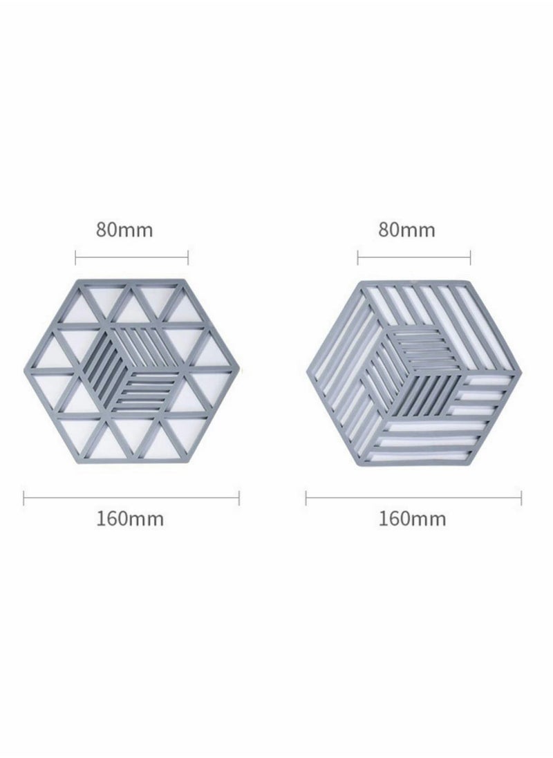 Silicone Pot Holders Pads, Silicone Table Mats, Non-Slip Pot Holder Coasters Cup Mat, for Kitchen Cooking and Dining Table, Pad Hot Pads, Spoon Rest 6PCS (Gray)