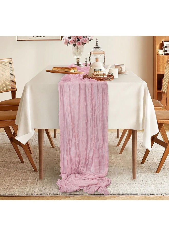 Cheesecloth Table Runner, 10FT Dusty Pink Gauze Table Runner for Girl Baby Shower Bridal Shower Decorations Tea Party Table Centerpiece Decorations