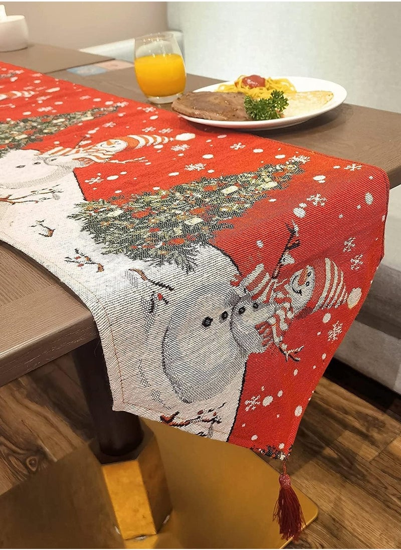 Tablecloth Placemat Set Embroidered Snowflake Tablecloth 70 x 13 inches Dining Tablecloth for Holiday Party Winter Theme Decoration  (1PCS)