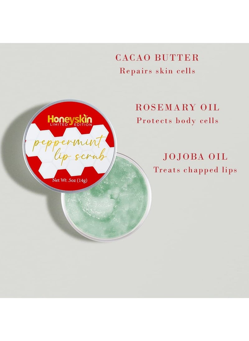 Lip Exfoliator Scrub and Lip Treatment - Gentle Lip Repair for Dry Cracked Lips and Lip Scrubs Exfoliator and Moisturizer - All Naturals Lip Brightening for Dark Lips (Peppermint)