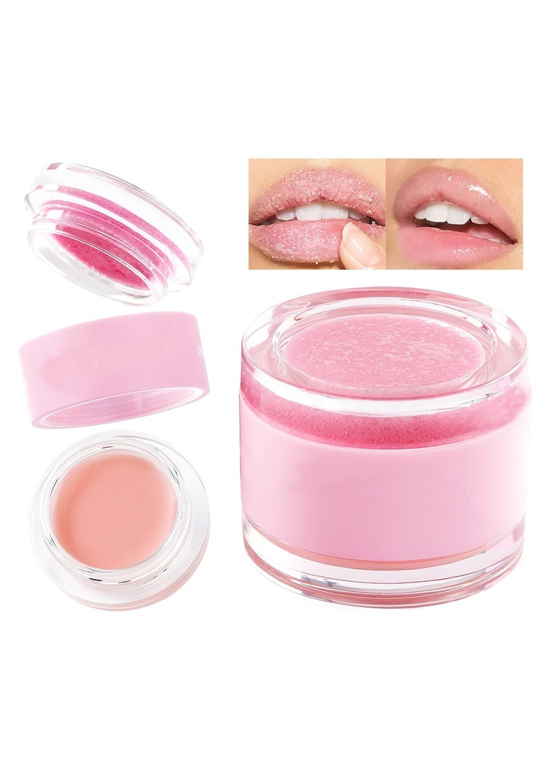 2 In 1 Lip Care Set - Lip Sleep Mask & Lip Scrub - Lip Wrinkles Improve - Cracked Lip Lipstick & Moisturizing Cream - Night Exfoliation Improve Dry and Peeling Lips - Suitable for All Skin Lip Primer