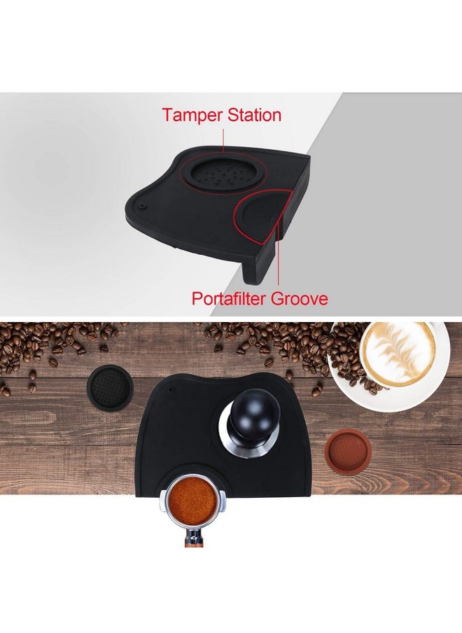 So Tamper Mat, Food Safe Silicone Coffee Corner Tamping Mat Anti-Slip, Ledorr Non-Slip Soft Station Holder Pad For Barista Tool Home Kitchen Office Bar Shop Worktop, Small-Black