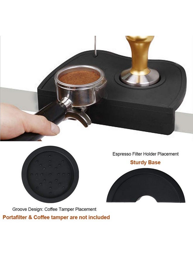 So Tamper Mat, Food Safe Silicone Coffee Corner Tamping Mat Anti-Slip, Ledorr Non-Slip Soft Station Holder Pad For Barista Tool Home Kitchen Office Bar Shop Worktop, Small-Black