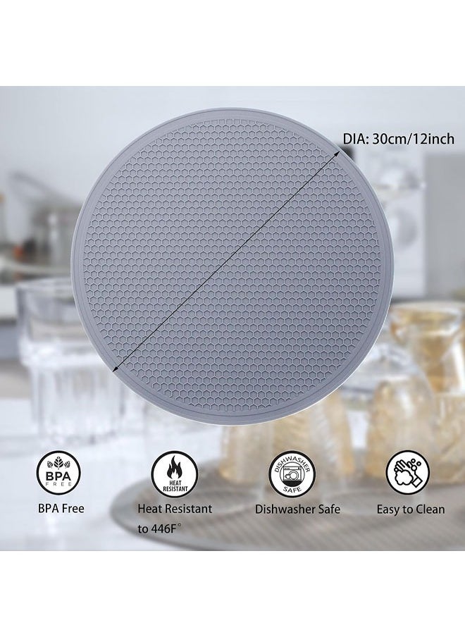 Silicone Microwave Mat - Round 12 x 12 - Set of 2 Heat Resistant Multifunctional Mat, Splatter Guard, Trivet, Hot Pad, Pot Holder