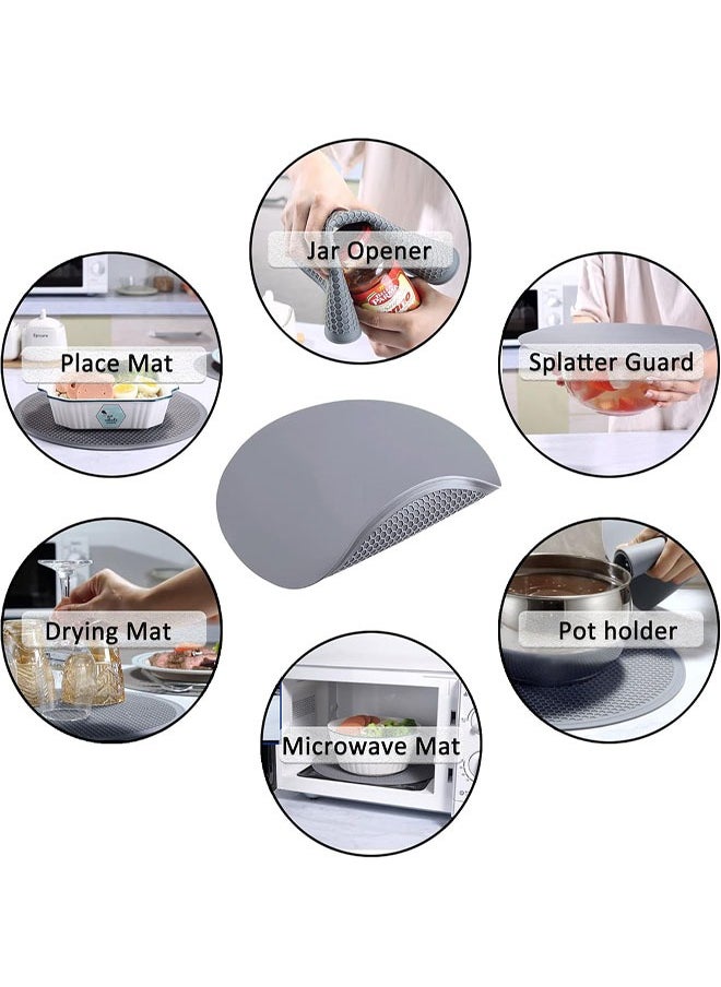 Silicone Microwave Mat - Round 12 x 12 - Set of 2 Heat Resistant Multifunctional Mat, Splatter Guard, Trivet, Hot Pad, Pot Holder