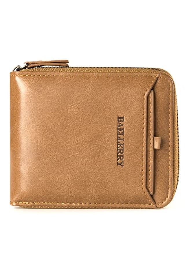 Horizontal Zipper Wallet Brown