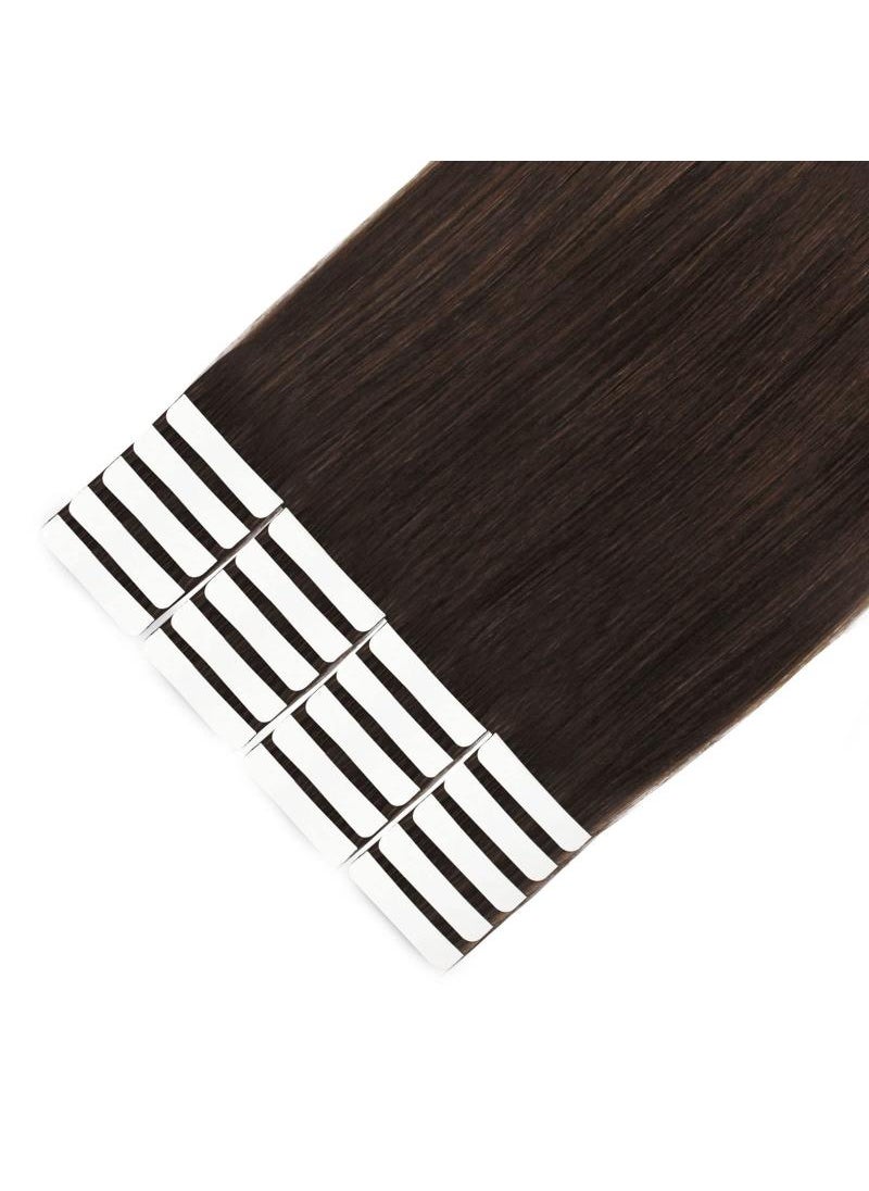 20 Piece Human Hair Extension Dark Brown 50g Tape In Human Hair Extension Premium 100% Human Hair With Invisible Tape Attached Semi Permanent Hair Extensions