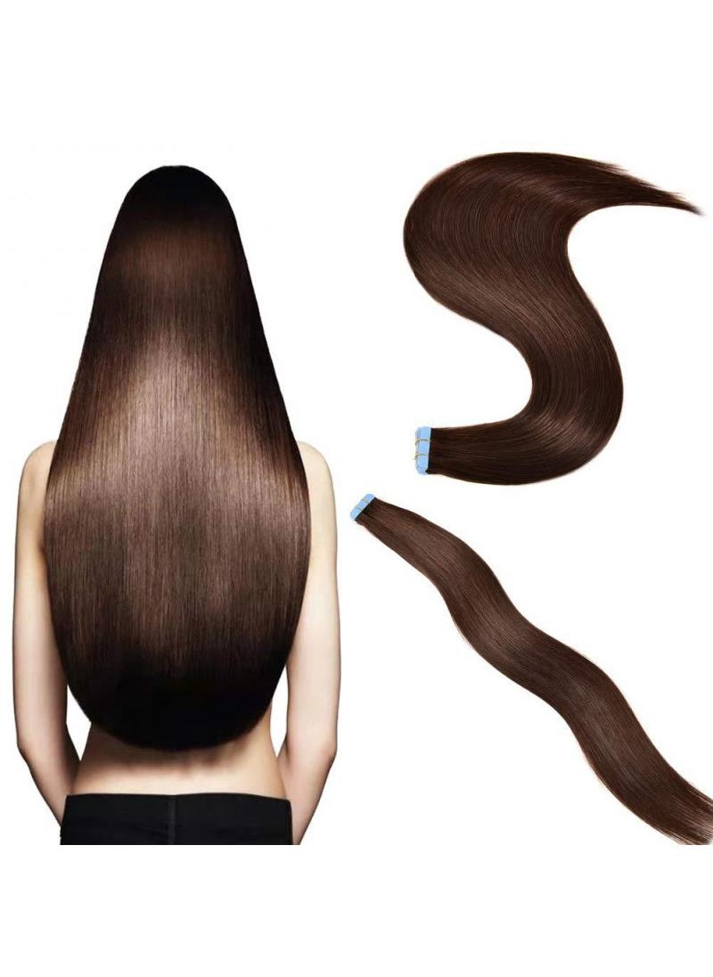 20 Piece Human Hair Extension Dark Brown 50g Tape In Human Hair Extension Premium 100% Human Hair With Invisible Tape Attached Semi Permanent Hair Extensions