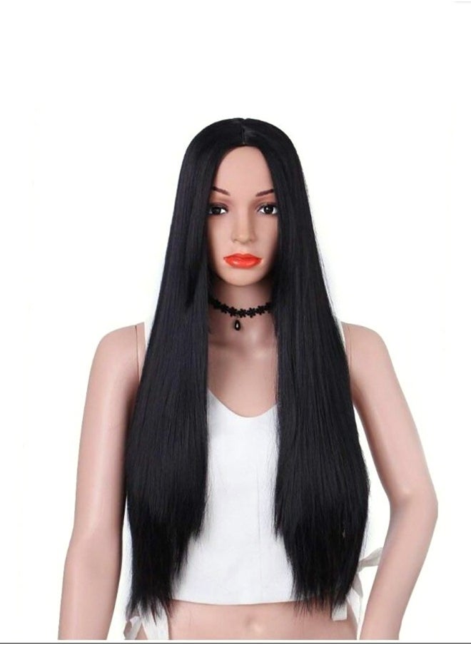 Synthetic Long Straight Hair Wigs Color Full Wig Middle Part Heat Resistant Wigs