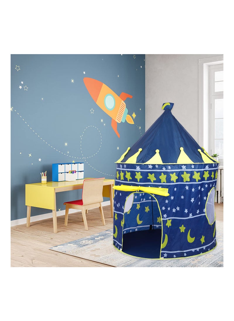 Starry Sky Play Tent for Kids, Stars, Moon Themed Playhouse Indoor Outdoor Games Party Children Pop Up Foldable Tent Birthday Toy for Boys Girls Baby, Ideal Gift in Holiday & Birthday