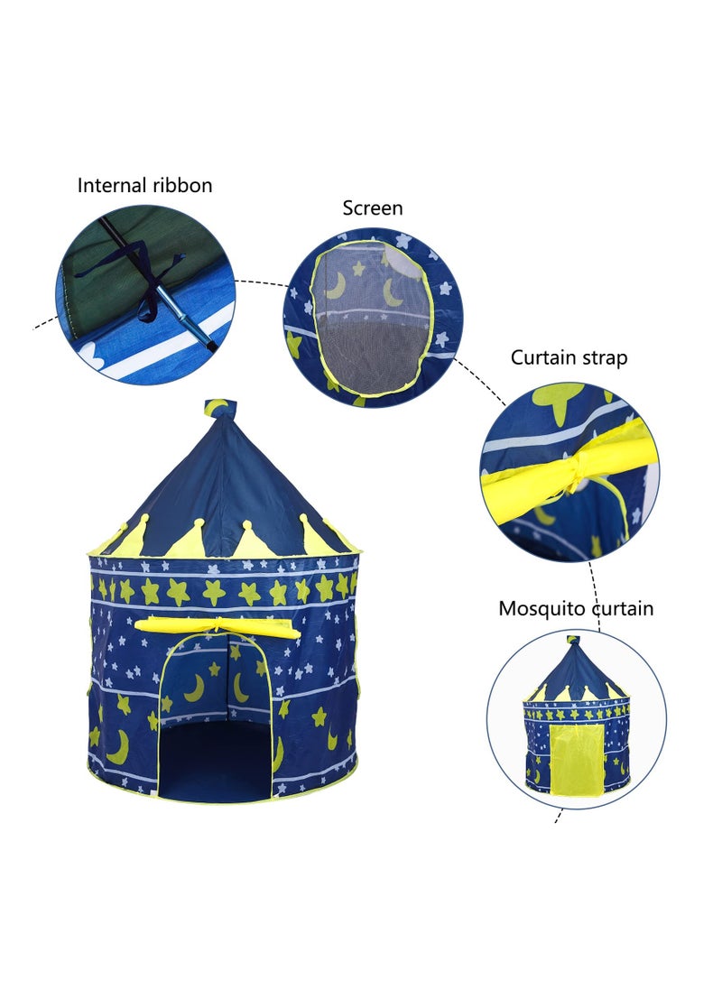 Starry Sky Play Tent for Kids, Stars, Moon Themed Playhouse Indoor Outdoor Games Party Children Pop Up Foldable Tent Birthday Toy for Boys Girls Baby, Ideal Gift in Holiday & Birthday