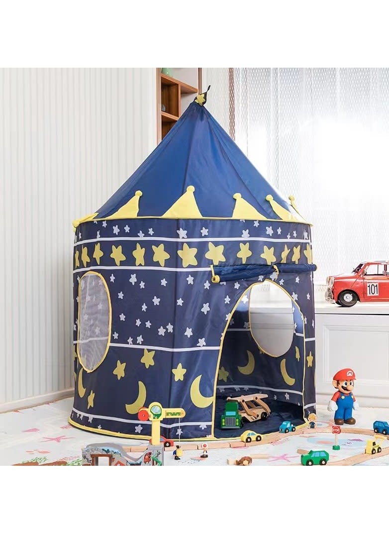 Starry Sky Play Tent for Kids, Stars, Moon Themed Playhouse Indoor Outdoor Games Party Children Pop Up Foldable Tent Birthday Toy for Boys Girls Baby, Ideal Gift in Holiday & Birthday