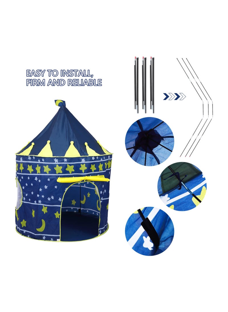 Starry Sky Play Tent for Kids, Stars, Moon Themed Playhouse Indoor Outdoor Games Party Children Pop Up Foldable Tent Birthday Toy for Boys Girls Baby, Ideal Gift in Holiday & Birthday