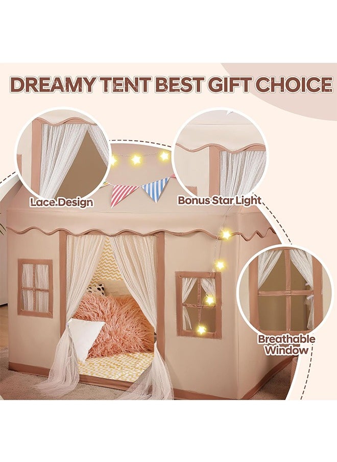 Large Kids Tent House Indoor,Toddler Play Tent With Birthday Party Decoration,Indoor Outdoor Play house for Baby Princess Castle Tent,Kids Indoor Room Toys for Boys Girls Age 3-10 Years Old