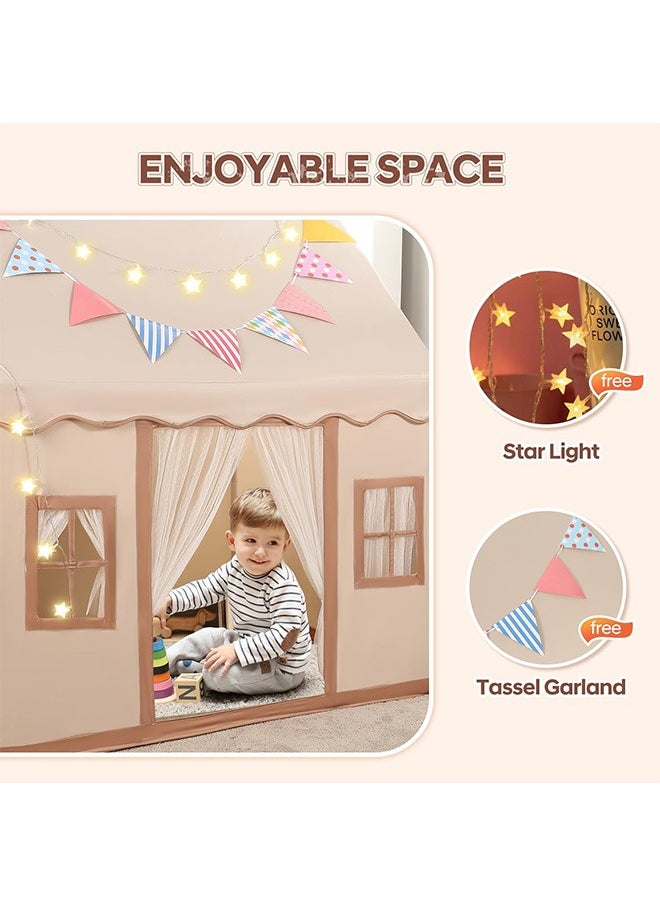 Large Kids Tent House Indoor,Toddler Play Tent With Birthday Party Decoration,Indoor Outdoor Play house for Baby Princess Castle Tent,Kids Indoor Room Toys for Boys Girls Age 3-10 Years Old