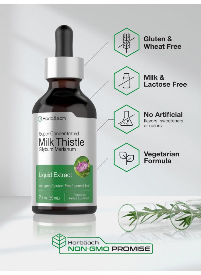 Horbäach Milk Thistle Extract Liquid | 2 Fl Oz | Alcohol Free | Vegetarian, Non Gmo & Gluten Free Supplement