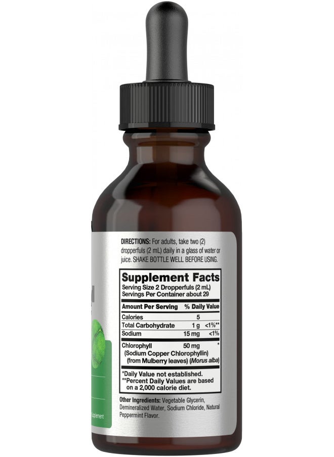 Horbäach Liquid Chlorophyll Drops | 2 Oz | Vegan, Non Gmo, and Gluten Free Formula | Natural Peppermint Flavor