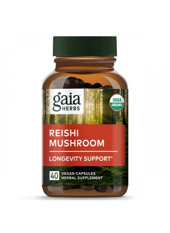 Gaia Herbs Reishi Mushroom   Helps Maintain A Healthy Immune System & Supports Heart Health   Adaptogen Herbal Supplement For Longevity Support   40 Vegan Liquid Phyto Capsules (40 Day Supply)