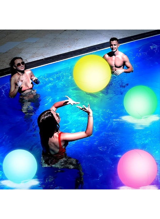 FUTUREPLUSX 2PCS Light Up Beach Balls 12 LED Beach Ball with Remote Control Glow Pool Balls Inflatable Beach Toy for Kids Summer Parties Pool Decorations