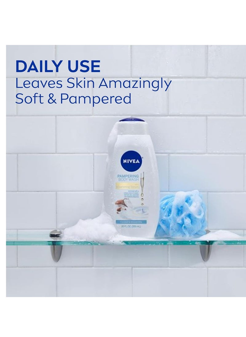 NIVEA Coconut and Almond Milk Body Wash with Nourishing Serum, 20 Fl Oz Bottle