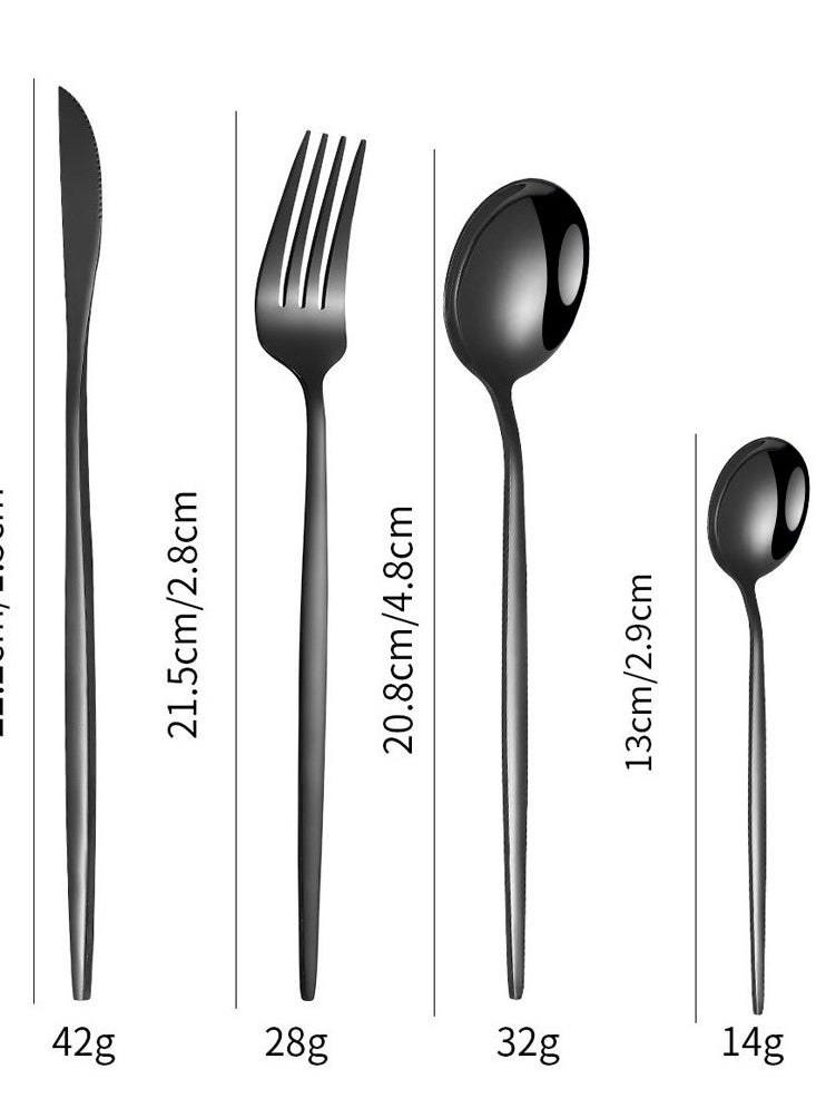 24-Piece Stainless Steel Flatware Set black