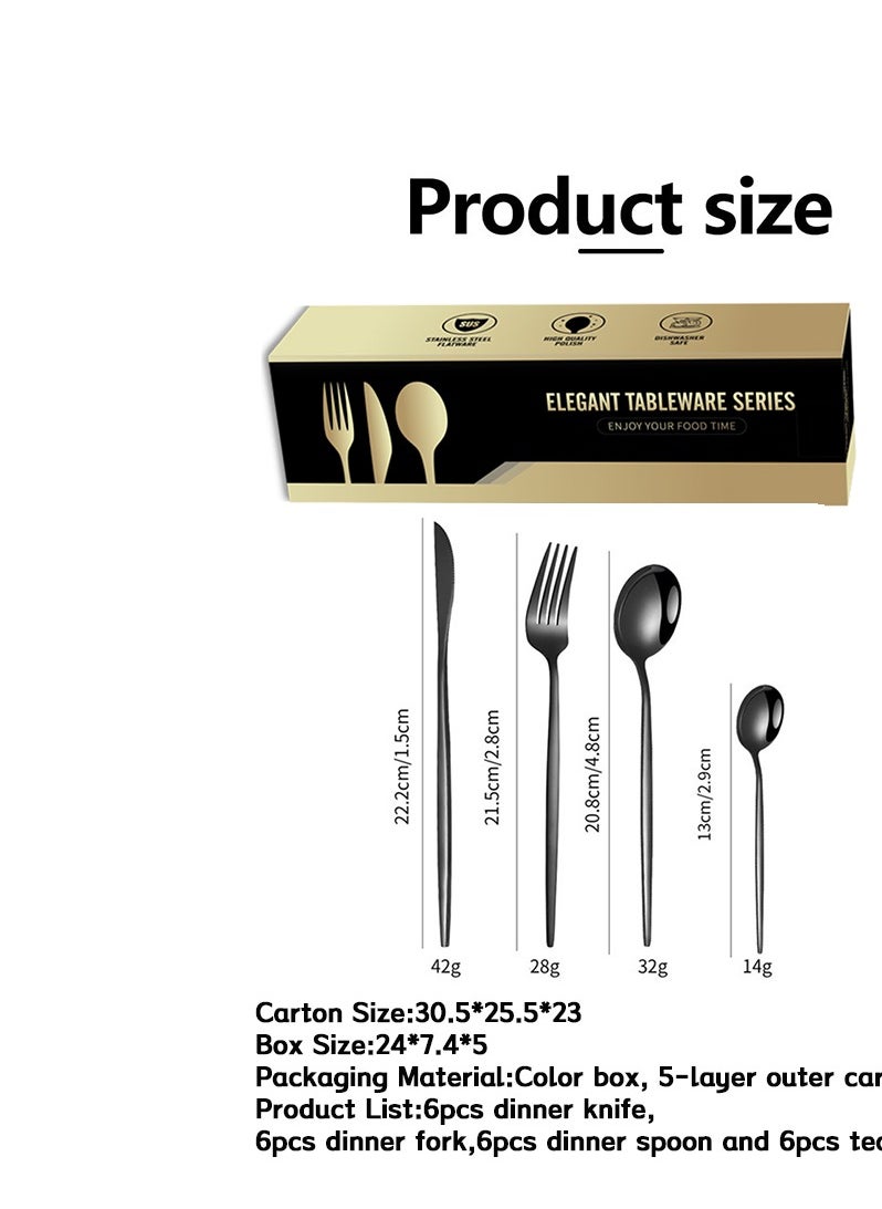 24-Piece Stainless Steel Flatware Set black