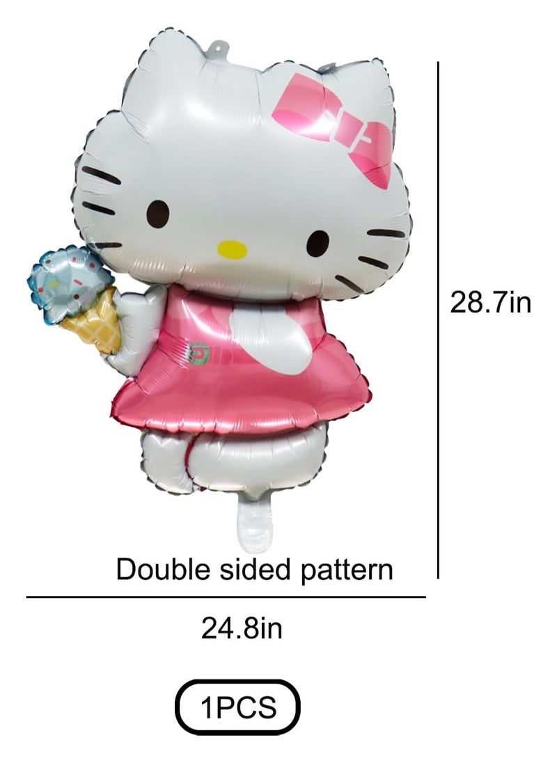 8Pcs Cute HelloKitty Anime Party Decoration Balloons,Aluminum Film Material Double Sided Balloons,Anime Theme Party Supplies,Kawaii Birthday Party Ballons